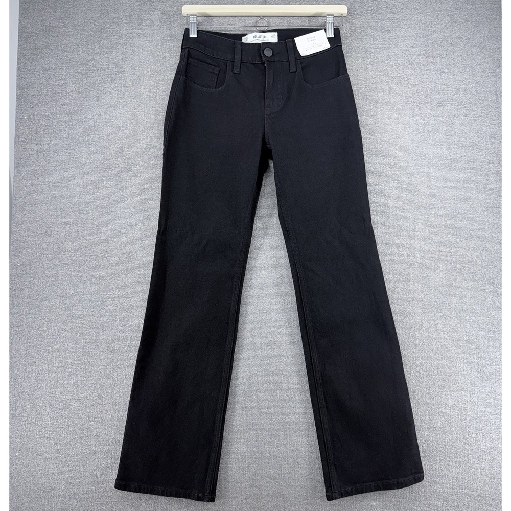 Hollister Relaxed Low Rise Jeans Women Size 23 Regular Black Straight Leg NEW